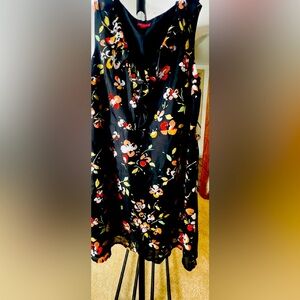 Merona  Shift Black & Flowered Print Dress